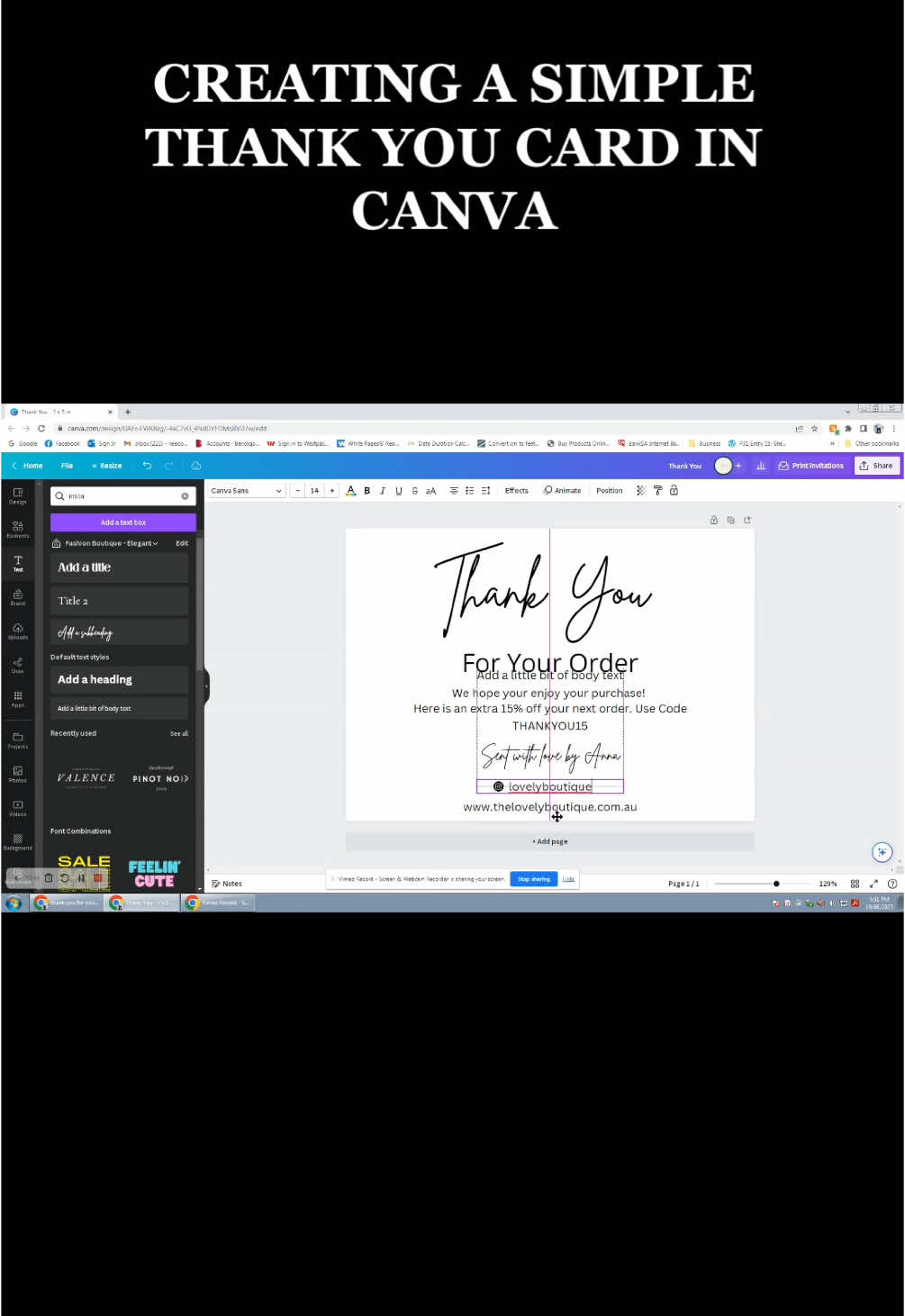 🚨 Check the link in my bio to Get our Huge Canva Templates Bundle 😍 2000+ Canva Templates are waiting!! Get it now 🥰 Create this simple Thank You card with me using Canva for my customers  #canva #thankyoucard #canvatutorial #canvahacks  #canvatips #tutorial #MompreneurMagic #canvadesignideas #MompreneurMagic  #smallbusinesstips