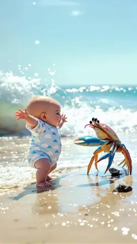 Kung Fu Baby Beach edition. #fyp #baby #kungfu #kawaii #ai #aivideo #cute #funny #Love #bebe created with GenSparkAi Agent… 