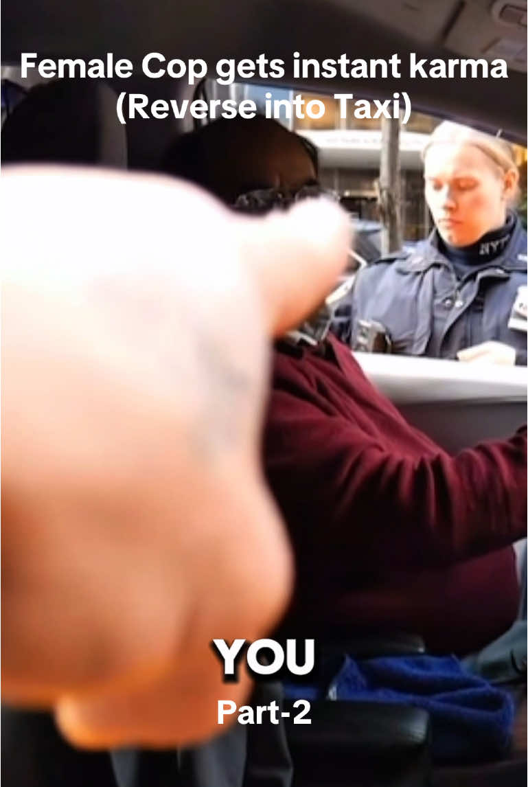 Female Cop gets instant karma (Reverse into Taxi) #fyp #treanding #cop #arrest #trafficstop