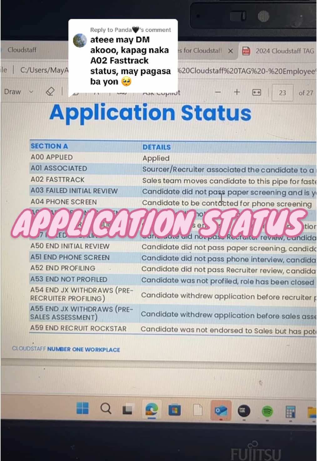 Replying to @Panda🖤 Cloudstaff Application Status #workfromhome #wfh 