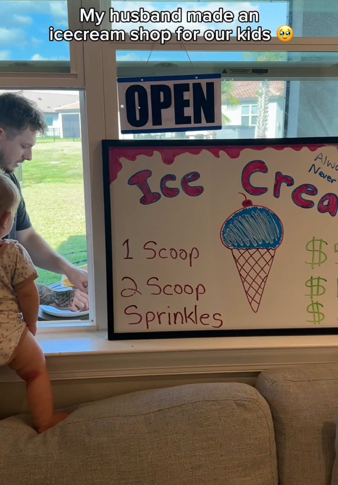 Daddy’s icecream shop 🤣 We need to do this again 🍦 #dad #funny #comedy #family #baby #kids #parentsoftiktok #icecream 
