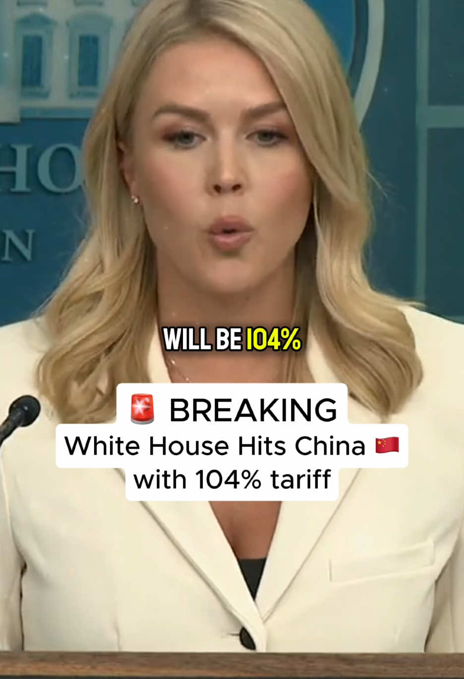 President Donald Trump Hits China With 104% Tarrif | Karoline Levitt Statement #trump 