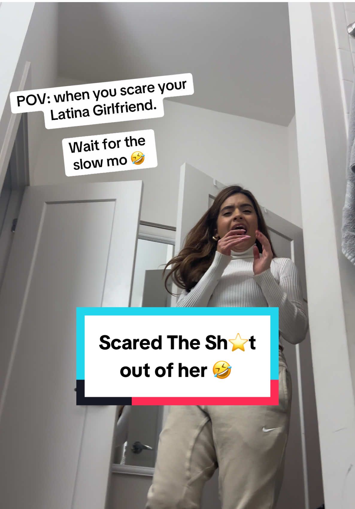 Scared the Shit out of my Latina Girlfriend 🤣🤣🤣🤣🤣🤣 @JustynxCeleste  #latina #latinas #latinasbelike #scary #scared #scaryvideo #scarytiktoks #fyp #usa 
