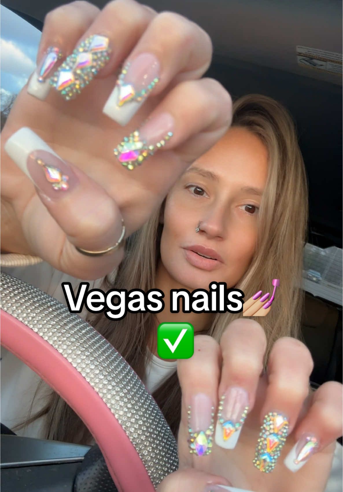 VEGAS NAILS ✅TYSM Kim at #luxenails #frenchtipbling #blingfrenchtips #frenchtips #nailsoftiktok 