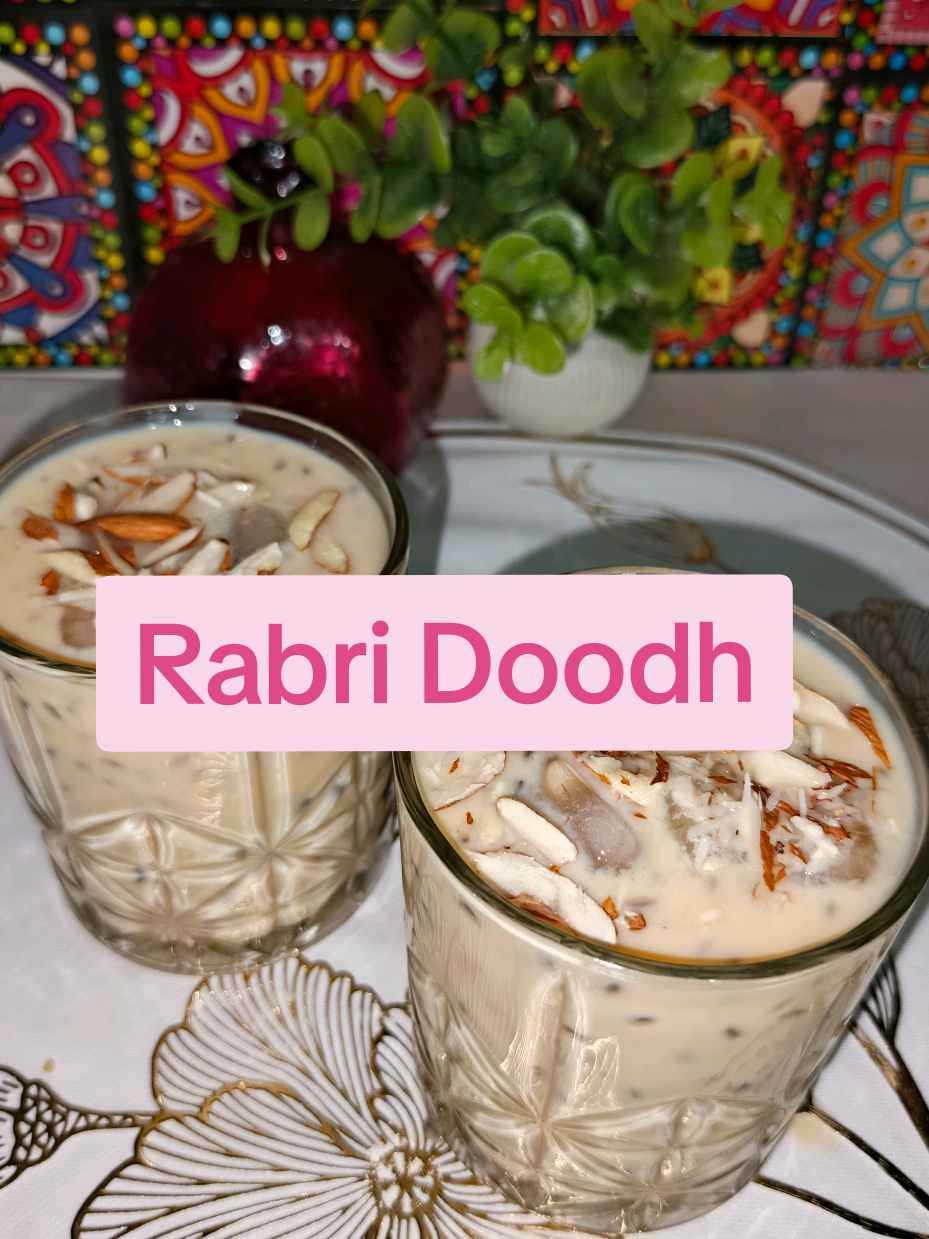 Rabri Doodh Recipe | Healthy Refreshing Summer Drink Ingredients 1 litre Milk 1 cup Sugar (cook on low flame until caremalised)  2 tbsp Basil seeds (soak in water for 5min)  3 tbsp Corn flour (for slurry)  Ice Almonds for garnishing #rabrimilk #EasyRecipe #trending #summerdrinkideas #homemade #quickrecipes #rabridoodh #foryoupage #pfy #healthydrink 