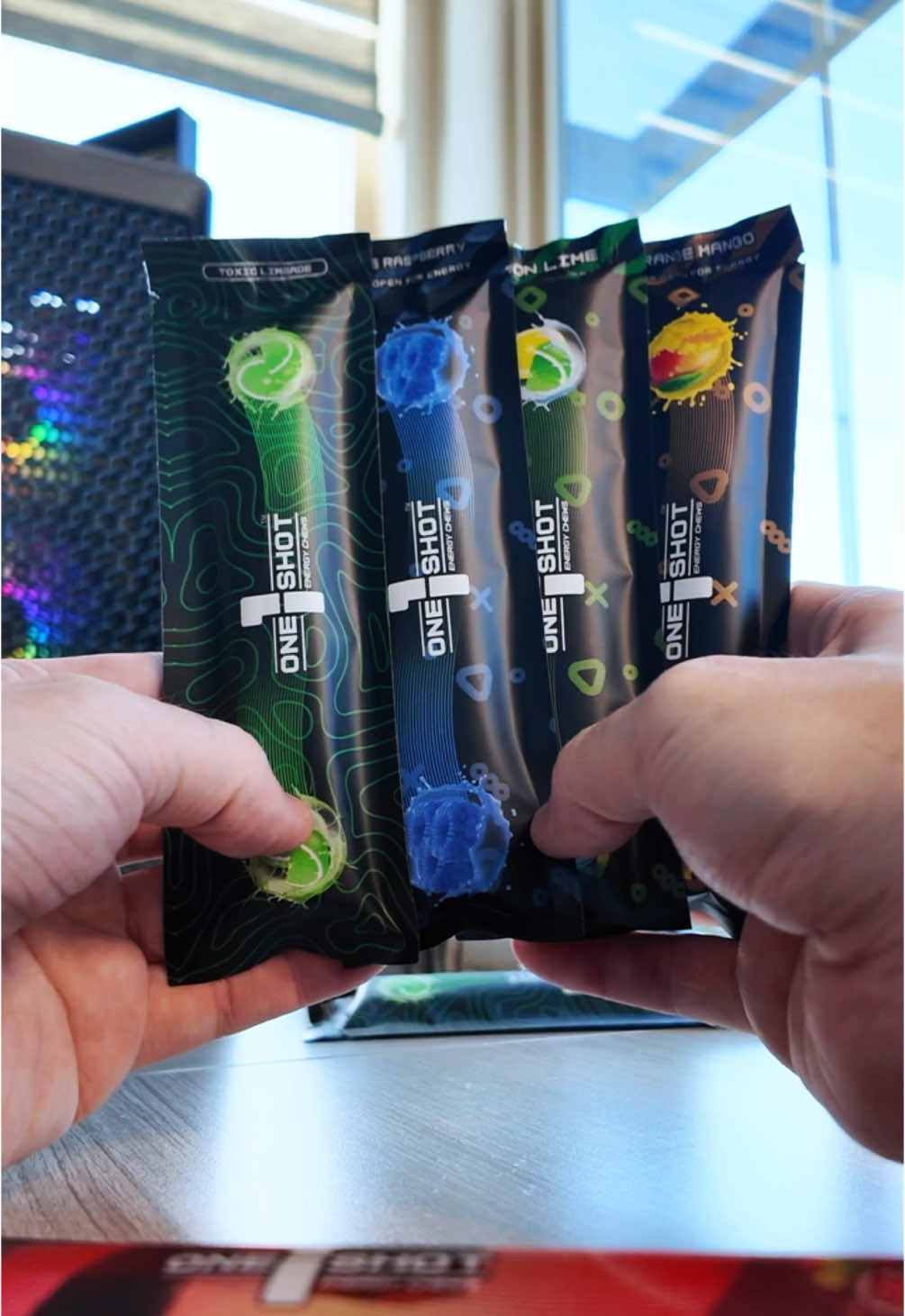 Replying to @ethanramos48 Try them all out with the new energy pack builde we’ve been cooking up! #1Shot #1ShotEnergy #GhostsOfTabor #Caffeine #VRGame #VR #SmallBusiness #Candy #Nootropics #TikTokShop #Natural #Theanine #MonkFruit #Focus #Taffy #SubscriptionBox #OneShot #Neuro 