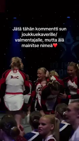 Usein arvostetaan ihmisissä monia asioita ja niitä on joskus vaikee sanoa ääneen. Olkoon tää kommenttikenttä eka askel kohti ääneen sanomista✨ Positiivisuutta elämään❤️ #suomi #suomitiktok #kehu #girlsgirl #cheerleading #suomicheer #sinulle 