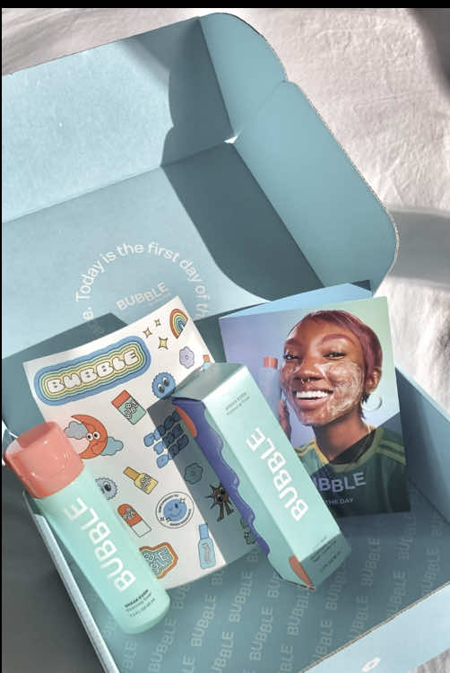 Unboxing my welcome gift from Bubble! How cute is this Break Even Balancing Toner🫧  #bubbleambassador #bubbleskincare @Bubble Skincare @Bubble Insiders 