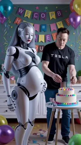 Meet the world coolest robot team up with #elonmusk #welcome #welcomeparty #babyshower #robot #danceparty 