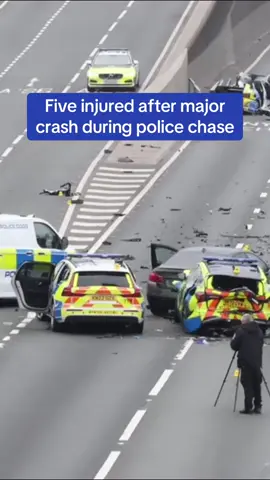 Five people have been rushed to hospital after a horror crash involving at least five police vehicles on a major road. A section of the A1 near Denton, Newcastle, remains closed in both directions following the multi-vehicle collision on the northbound carriageway shortly before 2.30am on Wednesday. The road between junction 73 and 75 is expected to remain shut beyond rush hour and into the afternoon while police investigations are carried out. Meanwhile, Newcastle Airport has warned anyone travelling to the airport this morning to allow 'additional time' following the collision. #newcastle #crash #police #policechase #northumbriapolice #carcrash #a1 