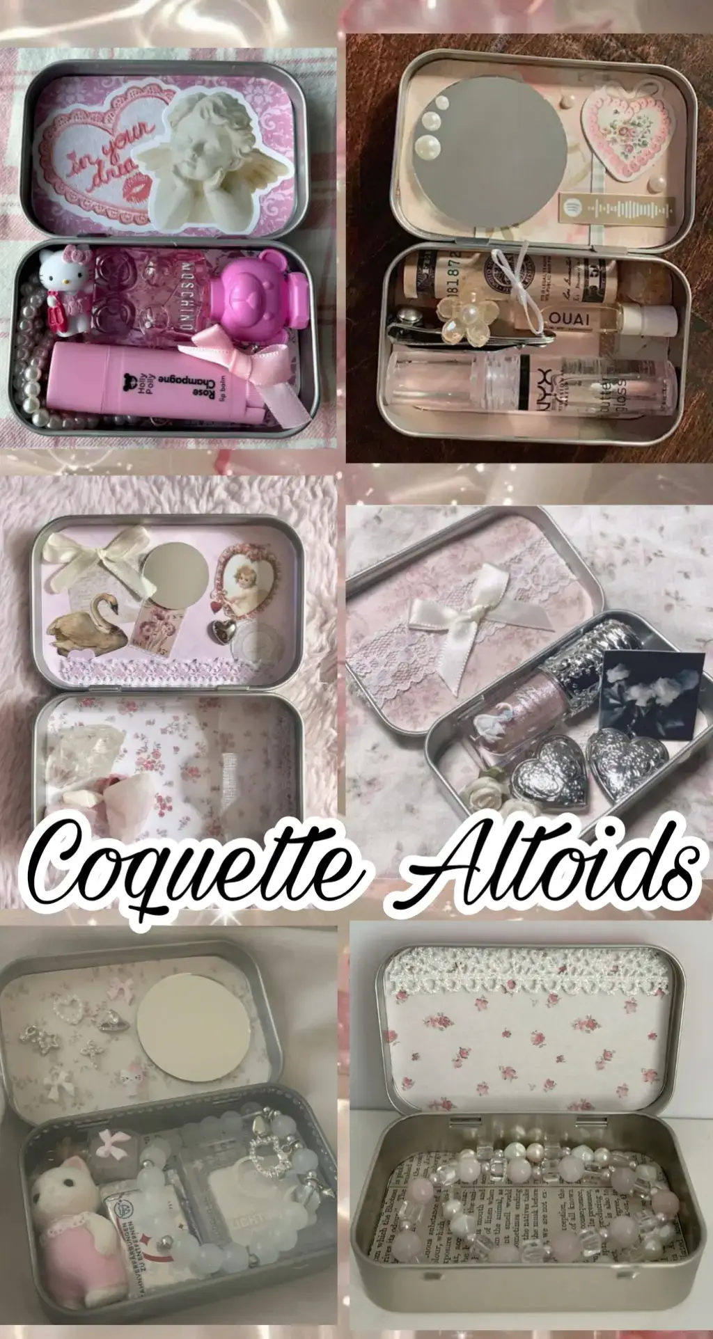 Sipariş vermek isterseniz dolap hesabım:sandylashes  Coquette Temasının İçeriği  ~ 1 adet boş altoids kutu ~ 6 adet coquette stiker ~ 3 adet pul stiker ~ 2 adet kutunun tabanını kaplamak için yapışkanlı kağıt ~ 1 şerit inci stiker ~ Seçtiğin yuvarlak veya kalp ayna ~ 2 adet kurdele ~ 5 adet coquette boncuk ~ 2 adet beyaz dantel #kutuyapımı #altoids #keşfet #coquette #altoidswallet #altoidswalletdiy #minimakeupbag #cüzdansüsleme #altoidstin #metalkutusüsleme #metalkutu #altoids 