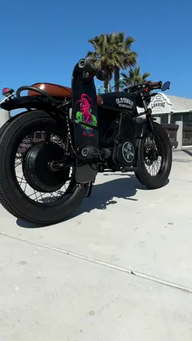 Our cafe racer is summer ready! Fun in the sun, hanging by the beach, and skateboarding! #caferacer #motorcycle #motorbikelife 