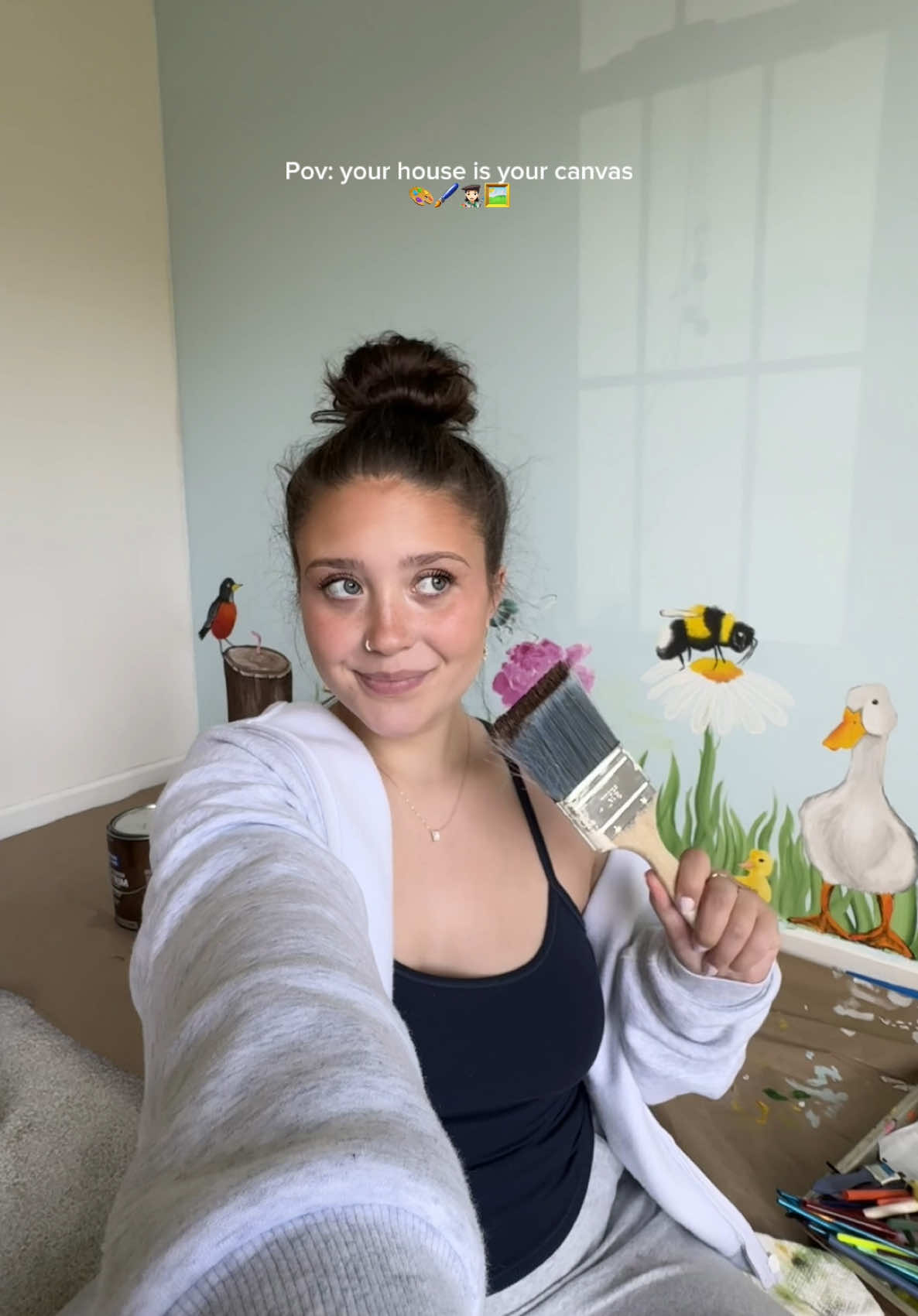 Not even CLOSE to being finished but i love how its coming along🐦‍⬛🪺🐥🦆🌸🐝🌱🐞