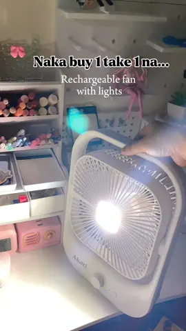 Buy 1 take 1 akari rechargeable fan with lights..  #akari #rechargeablefan #minifan #rechargeablefanwithledlight 