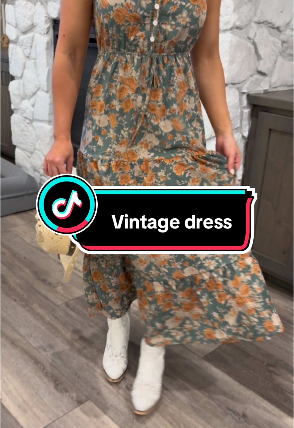 Ladies what do you think of this vintage style dress? do you like the dress type videos or more workout clothes? #springoutfits #tiktokshoprestock #springdress #vintagedress 