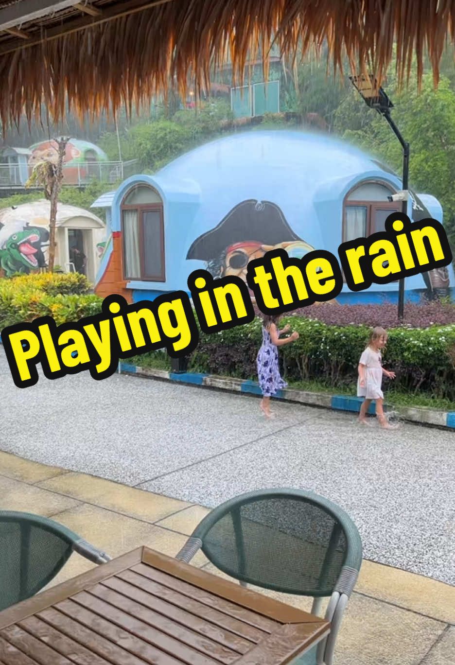 While everyone else was sheltering from the storm, this was Lola and Zara. Let kids be kids