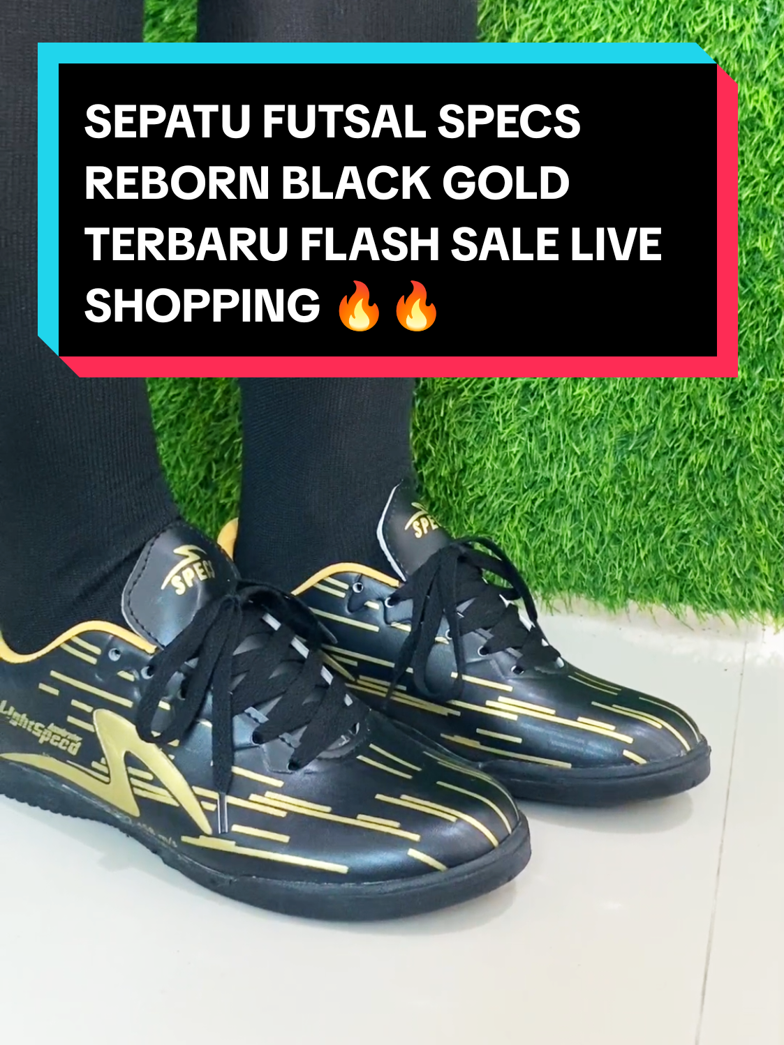 SEPATU FUTSAL SPECS REBORN BLACK GOLD TERBARU FLASH SALE LIVE SHOPPING 🔥🔥#futsal #flashsale #reborn #hargamurah #lewatberandafyp #sepatufutsal 