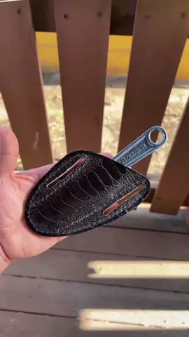 Newest project ostrich leg sheath for a KA-BAR fixed blade #ostrich #knifesheath #leatherwork 