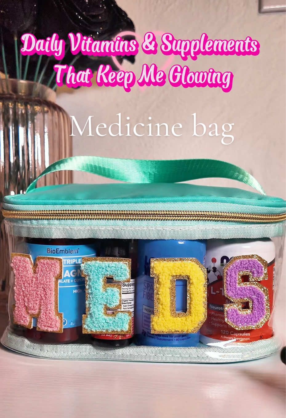 This medicine bag fits all my daily supplements & keeps me organized—no more digging around or forgetting doses!” #medicineorganizer #meds #travelbags #medicinebag 