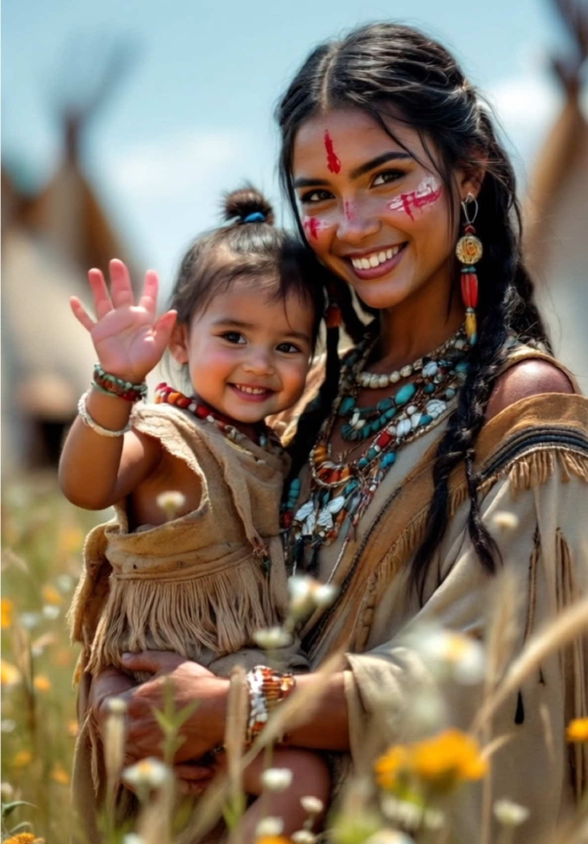 A beautiful moment of love and joy between a Native American mother and daughter. Their smiles say it all—culture, strength, and pure happiness. Hashtags: #NativeAmerican #MotherAndDaughter #IndigenousBeauty #TribalPride #FamilyLove #TraditionAndCulture #NativeJoy #CinematicVideo #4KMoments #Heartwarming #TeepeeLife #NativeHeritage #SmilesThatShine #NativeTikTok #ProudRoots