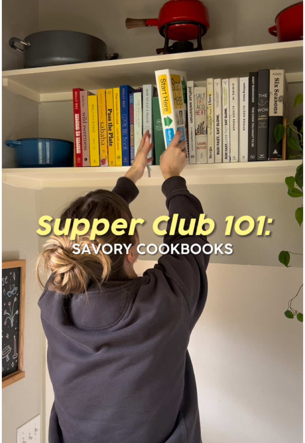3 Savory Cookbooks I reach for most often before Supper Club! 📚🕯️✨ I truly believe that you cannot have too many cookbooks. Print is not dead and never will be imo!!! These are the three cookbooks I use most often to create my Supper Club menus (minus dessert…stay tuned there). 📕 “How to Eat a Peach” by Diana Henry — this book is great for a first time supper club host! It offers so much inspiration for menus as a whole, and the thinking behind each one. 📘 “The Cook You Want to Be” by @Andy Baraghani — it’s no surprise that he won a James Beard for this book. This is what I mean when I say that a book transports you to a place. And that place is Andy’s childhood and kitchen. Pure magic. ✨ “Cook This Book” by @Molly Baz — this is an incredibly functional cookbook that I think everyone should have on hand. Molly’s colorful brand lends itself to approachable, learnable recipes and skills that you’ll have for a lifetime! Can you guess what my fav dessert cookbooks are? 👀 #cookbooks #cookbookreview #supperclub #supperclub101 #supperclubinspo #dinnerparty #dinnerpartyideas #fyp 