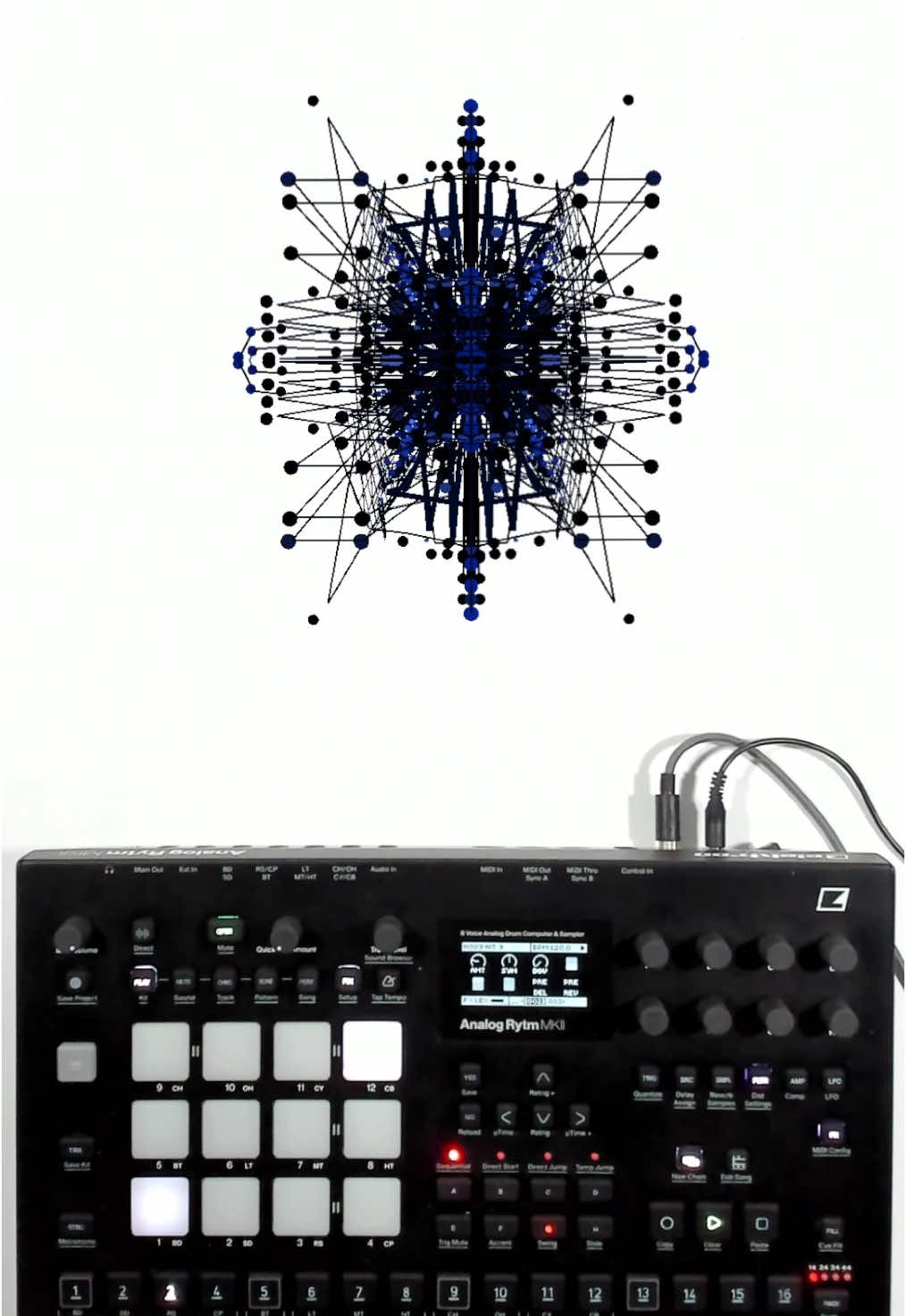 Does anyone know where the gain knob is? This thing always just gets louder and louder 🥵 #elektron #analogrytm #maxmspjitter #audiovisual #audioreactive 
