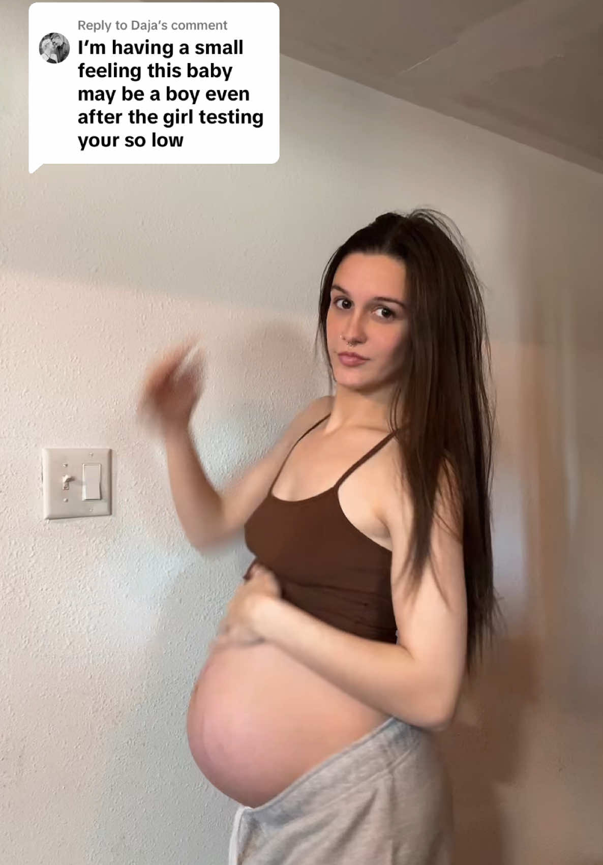 Replying to @Daja okay but does this actually happen??🤣😭I had sneak peak, AND confirmed with ultrasound so I’d be shocked if baby popped out a boy 😅 #MomsofTikTok #dance #pregnancy #pregnant #motherhood #youngmom #fyp 