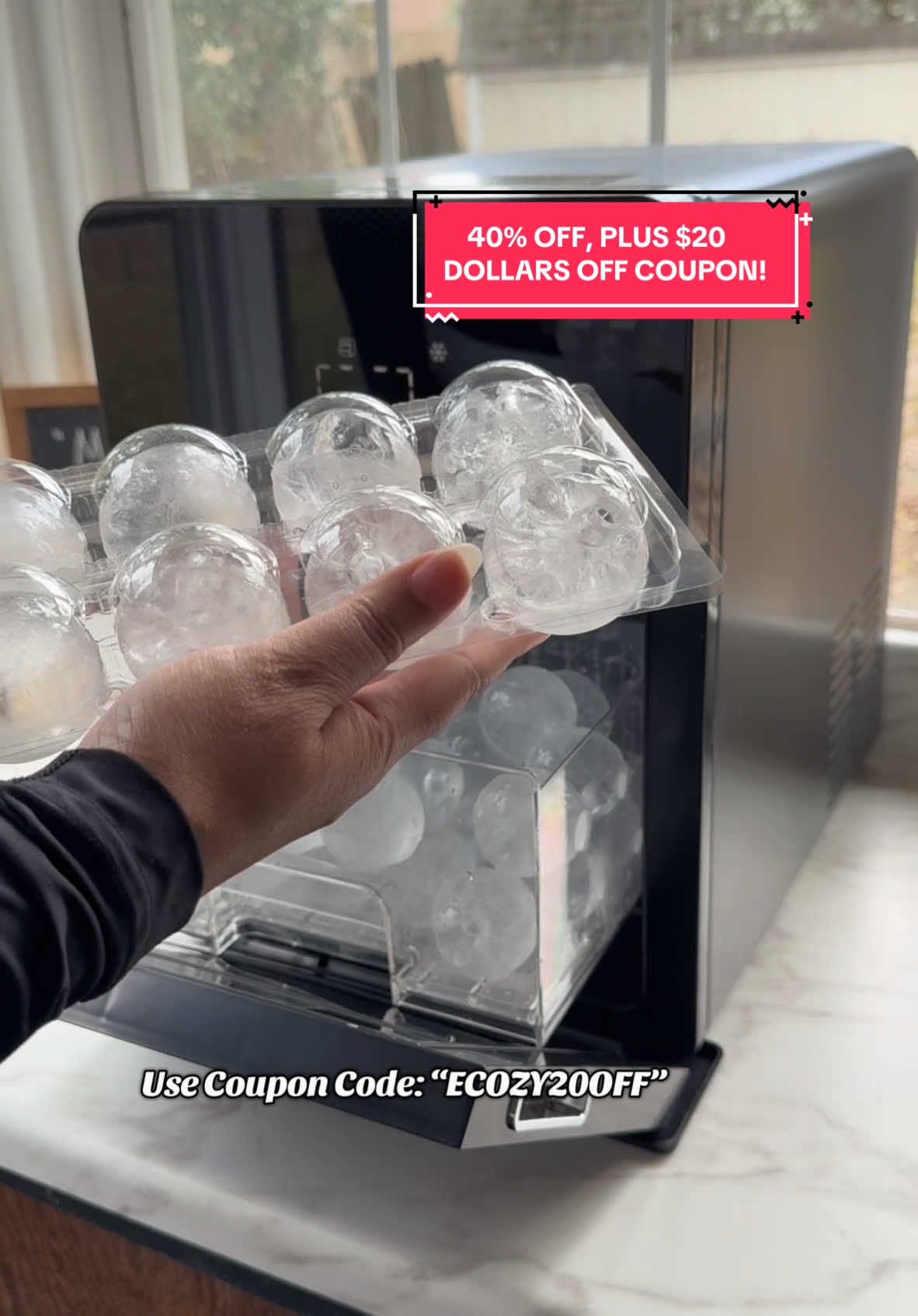 Ice Ball Maker. 40% Off plus $20 off coupon code “ECOZY20OFF” #icemaker #ice #tiktokshop #icetok #fyp #nuggetice #ecozy #iceball