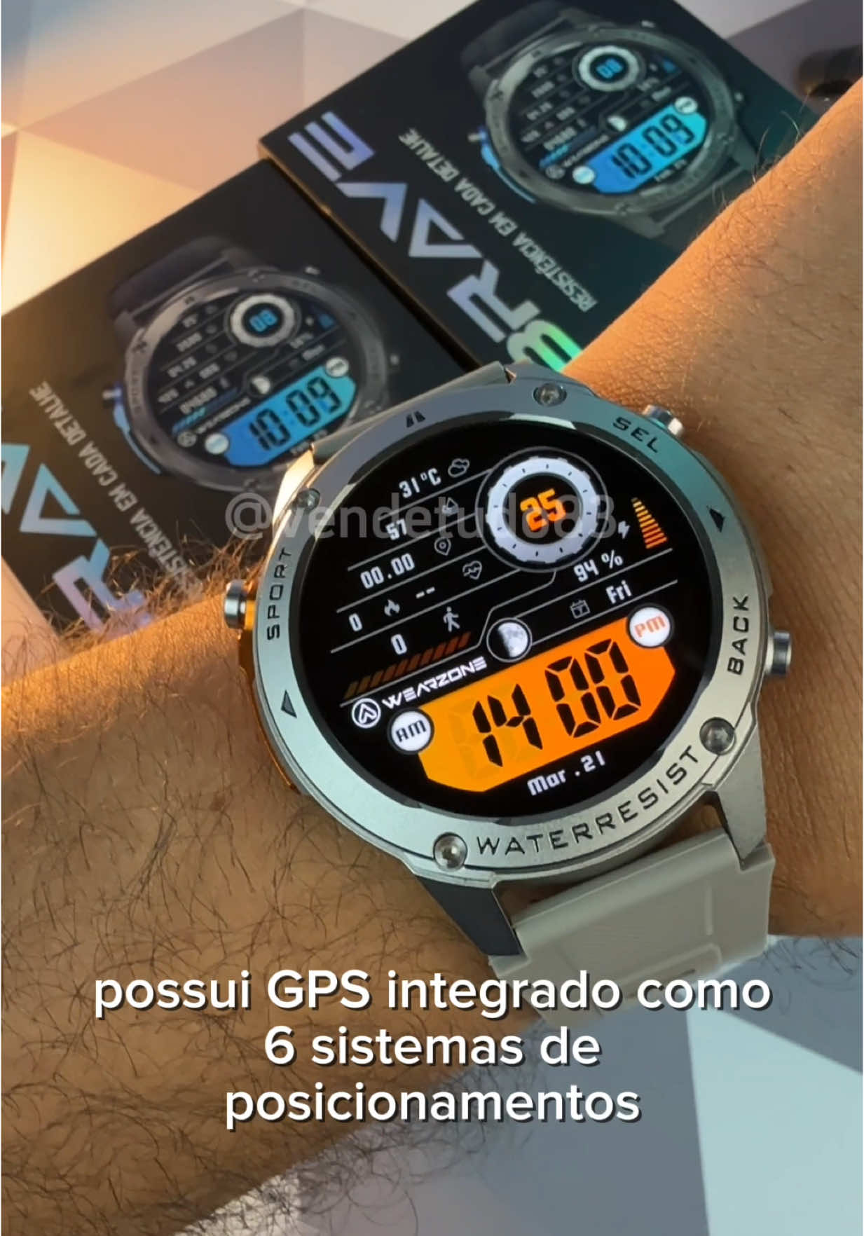 Wearzone Brave: o smartwatch resistente feito pra acompanhar o seu ritmo! Com design robusto, monitoramento de saúde completo, diversos modos esportivos, notificações inteligentes e bateria duradoura, ele é ideal pra quem busca desempenho e estilo no dia a dia! #WearzoneBrave #Smartwatch #RelógioInteligente #Tecnologia #Esporte #MonitoramentoDeSaúde #Estilo #Resistente #Gadgets #VendeTudo83