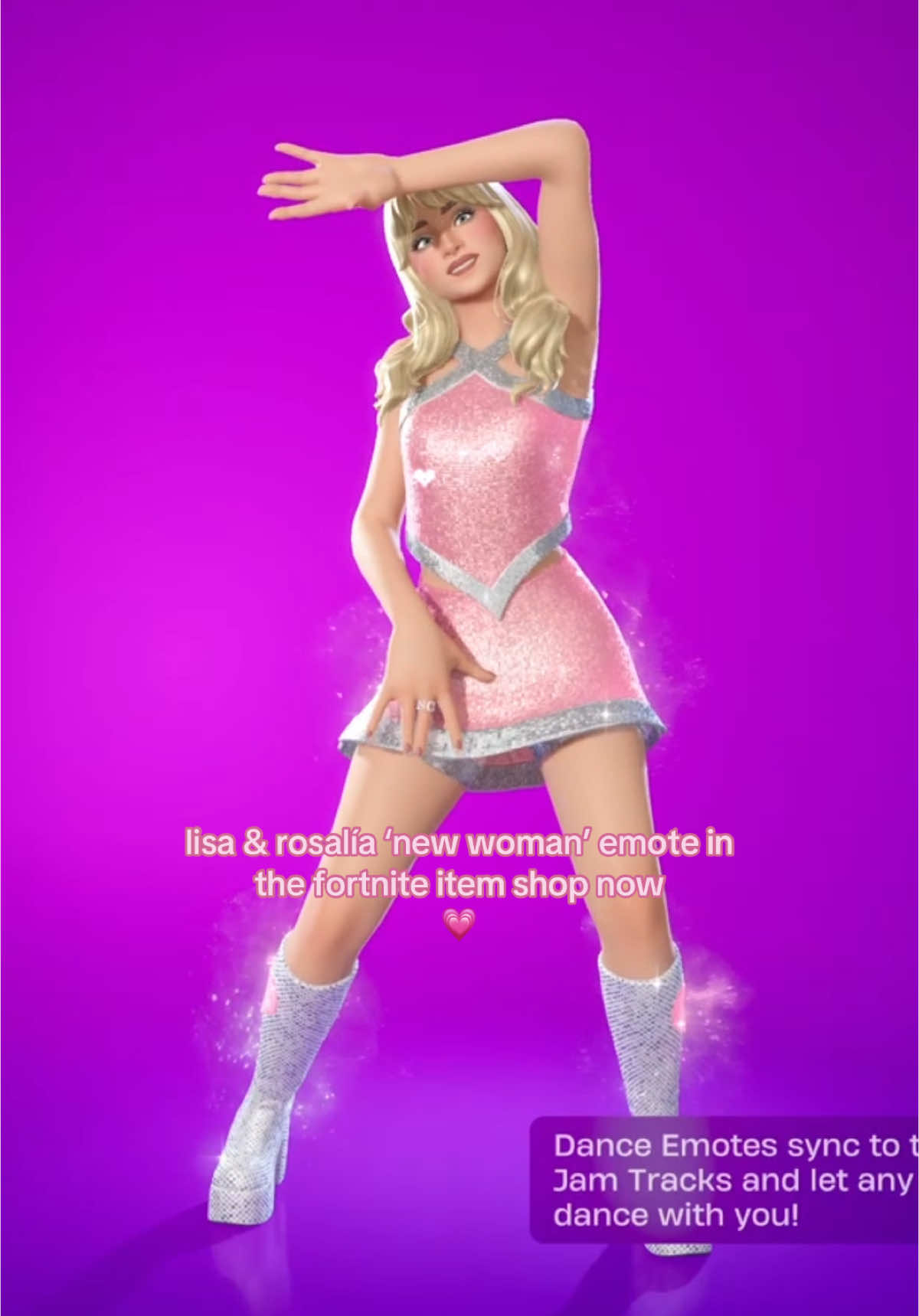 use code lonesakura 💗 #fortnite #fortniteitemshop #newwoman #rosalia #lisa #fortniteshop #fortniteemote #newemote 