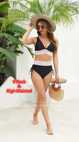 💯💦The best price ever! 💖 Bikini need to be like this🤪💖 #pooltostreet #bloomingjelly #dressforyourself #bloomingjellyswimwear #sbd #highwaisted #tummycontrol #vacationmode #colorblock #adjustablestraps #comfortableswimwear #vacationmode 