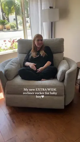 Replying to @Kate D 🎀 My newest obsession is this chair!!  I got mine from a local store but they also sell it on @Wayfair!  Upholstered Extra Wide Glider Power Recliner with Round Arms by Hokku Designs🤍 #recliner #rocker #glider #newmom #nursery #nurserydecor #secondtimemom #pregnancy #pregnanttiktok #pregnancytiktok #babyitems #babymusthaves #babytiktok #momtok #MomsofTikTok #nurseryfurniture 
