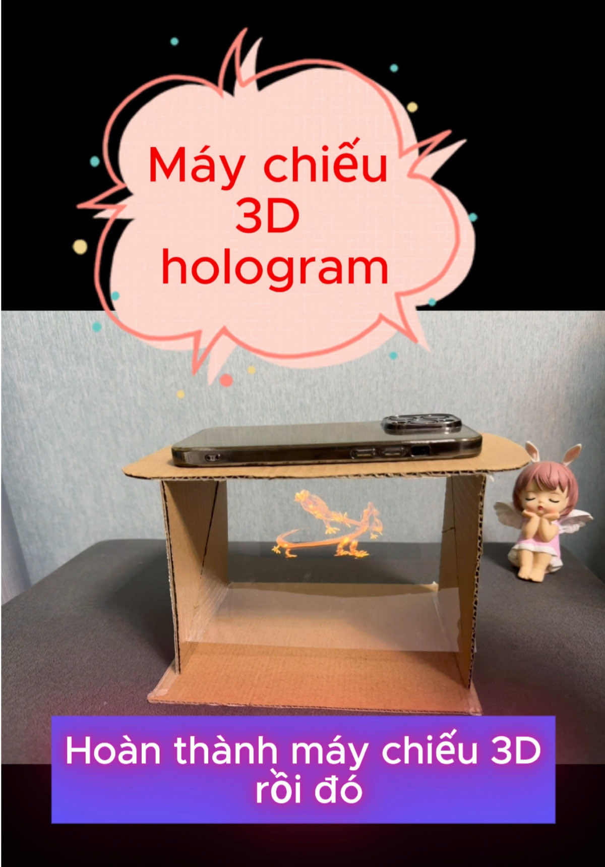 [DIY] Làm máy chiếu mini hologram 3D siêu đơn giản tại nhà! Chỉ với vài vật liệu cơ bản như hộp nhựa cũ, dao rọc giấy và băng keo, bạn có thể tự tay tạo ra một máy chiếu 3D hologram mini cực kỳ độc đáo! Hiệu ứng 3D nổi cực đẹp, xem được ngay trên điện thoại. Thử ngay để bất ngờ với kết quả nhé! #DIY #Handmade #Hologram3D #TựLàm #SángTạo #TikTokHọcĐường #MáyChiếuMini #ĐồChơiCôngNghệ #TikTokViệtNam