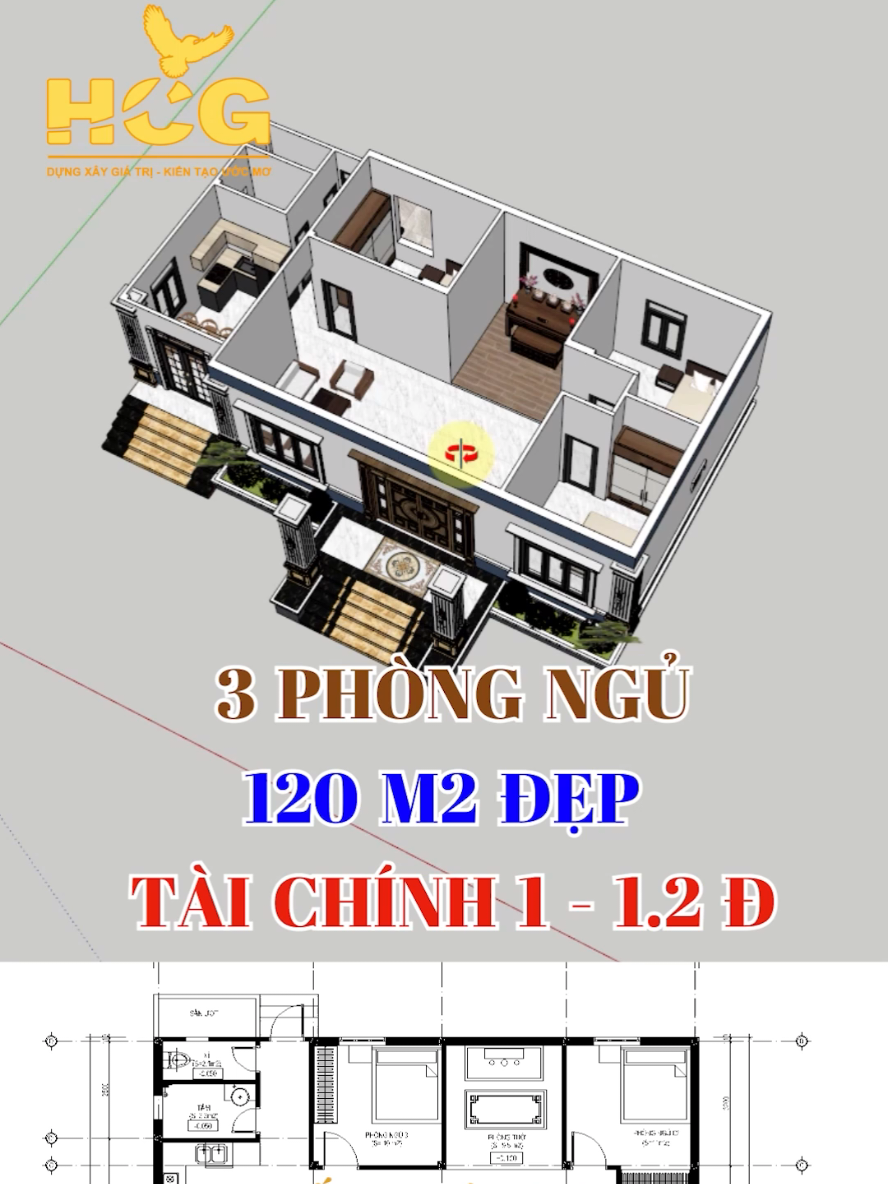 Trả lời @thin.907  Mẫu Nhà Vườn Mái Nhật 120 m2 3 Phòng Ngủ Đẹp 