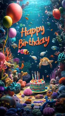 海の中から誕生日をお祝いしよう#miniature #sea #happybirthday #midjourney 