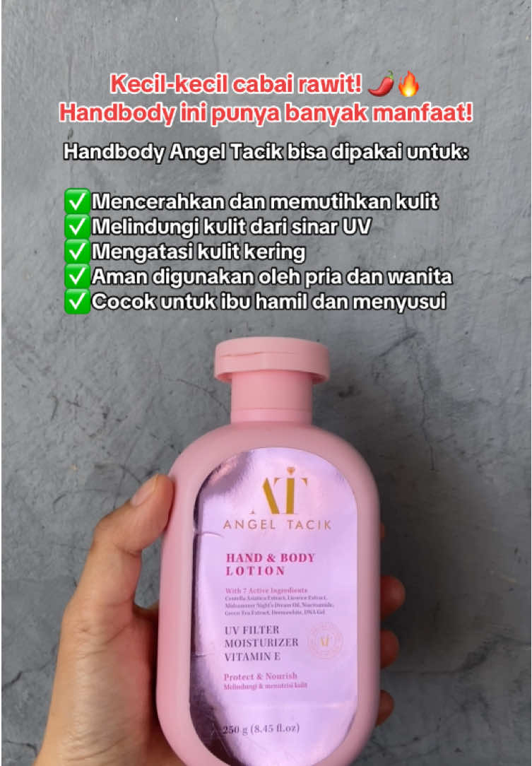 Siapa sangka, handbody sekecil ini punya segudang manfaat? Wajib coba! ❤️✨ #HandbodyAngelTacik #angeltacik #KulitCerah #PerawatanKulit #TikTokAffiliate