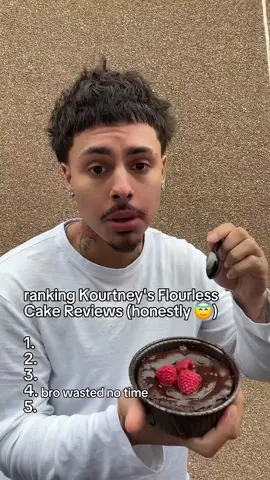 ranking Kourtney's Flourless Cake Reviews (honestly) 1. bro was happy clearly 2. bro started tweaking 3. not James charles pretening to like it 4. bro wasted no time 5. poor ahh reaction 
