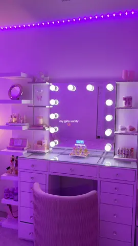 my dream vanity✨ #makeupvanity #vanity #vanitymakeup #vanitysetup #makeuproom #RoomTour #beautyroom #pinkaesthetic #girlythings #pink #goviral #fypシ 