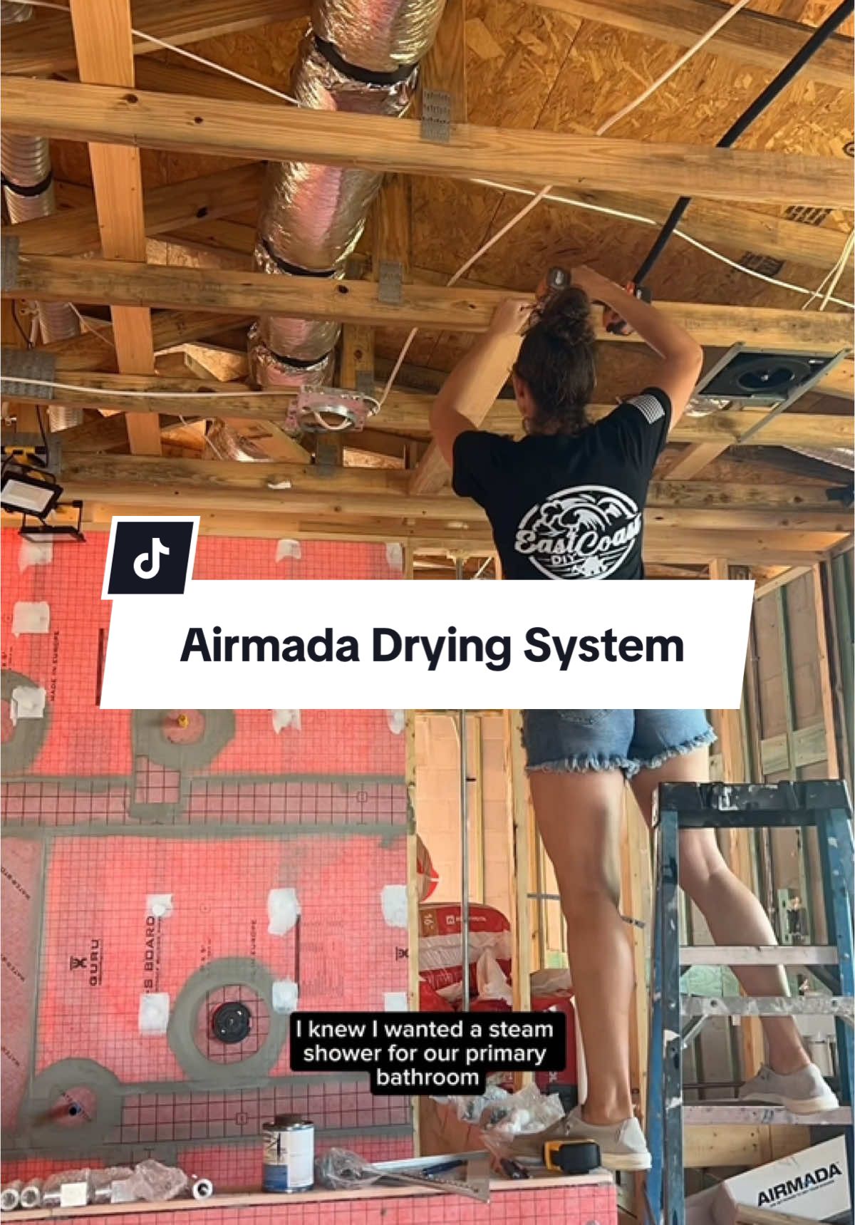 Anything to help eliminate moisture! I will say installing the @Airmada Drying Solutions was worth the time it took to install! Our shower is not small, so definitely took me some time to make sure everything was positioned correctly and each valve was at the correct depth so that the finished cover would be flush with the tile. It has made cleaning a breeze! Cleaning hasn't been at the top of my list 🤣 and we haven't had any visible mold or mildew and our glass still looks like new! 🙌🏼#disastertodreamhome