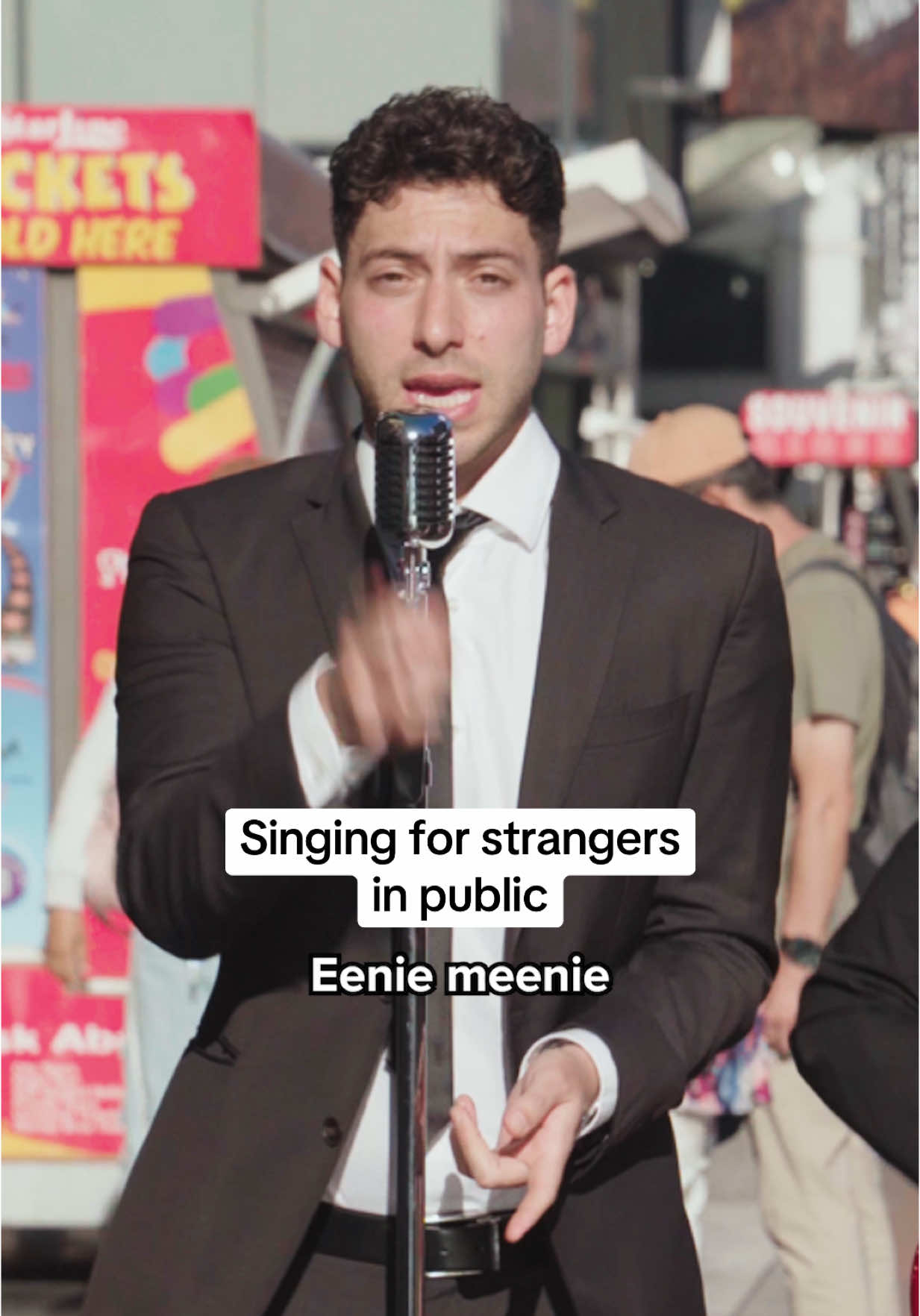 singing our song “Karaoke” for strangers in public🎙️