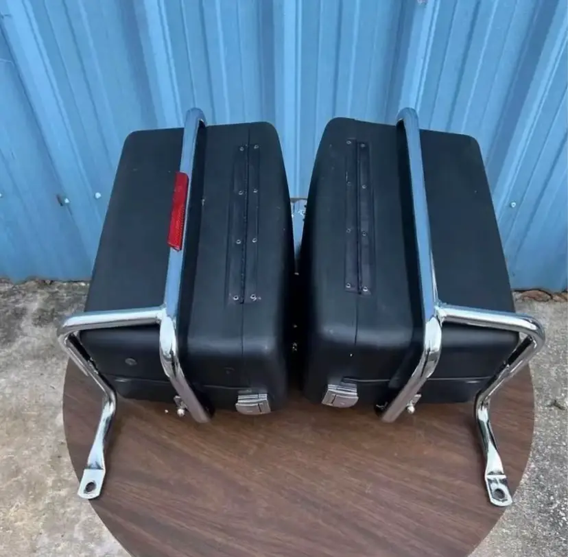 FXRP saddlebags in great condition. No cracks or holes in the bags and no road rash on the rails. Comes with a key and original hardware to mount the bags to the rails but no hardware to mount to the bike. $600 shipped