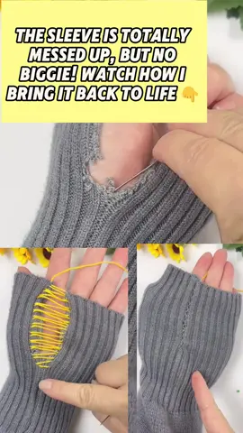 Clothes's sleeve is torn , You can try this#foryou #tutorial #embroidery#sweater#seelves#diyclothes #restore #fyp #vialvideo 