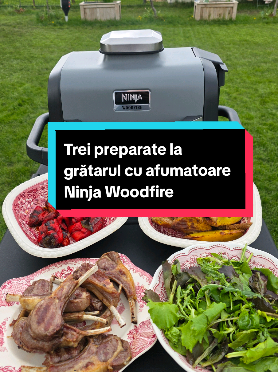 Un aparat, trei preparate – fix cât îți trebuie pentru una dintre mesele de Paște! Le-am pregătit pe toate la Ninja Woodfire OG701: –	Ardei copți pe funcția Grill cu fum – 10 min + 5 min –	Cartofi crocanți la Air Fryer – 20 min, cu mix special pentru cartofi prăjiți –	Cotlete de berbecuț pe Grill cu fum – 2 min pe fiecare parte + o salată mixtă de frunze, fresh și rapidă. Aparatul face totul – grill, fum, air fry, fără foc deschis și fără stres! Și am pentru voi un cadou de Paște: Codul 15Praji vă oferă 15% reducere la toate aparatele @Ninja Kitchen Romania  valabil 14 zile de azi! Rețetele detaliate sunt pe blog – cu timpi, funcții și tipsuri. Intrați acolo pentru toată magia din farfurie!
