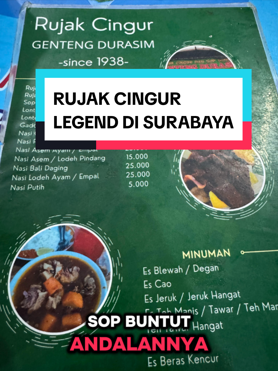 Rujak Cingur Legend Di Surabaya RUJAK CINGUR GENTENG DURASIM sehak th 1938. rasanya..mak nyus apalagi kalau pedes.🤤#myvlog #makanenak #murahnikmatlezat #jalanjalan #mahadaily #surabaya 