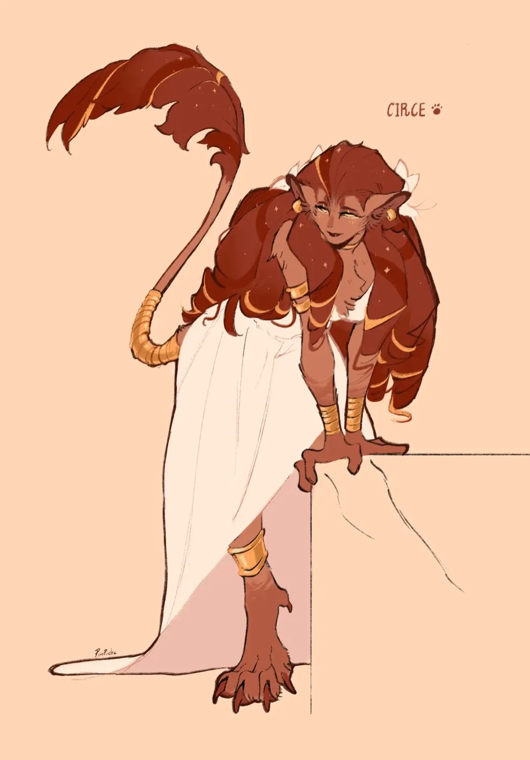 My design doesn't make it hard to tell that she's a lion, but I also mixed in a bit of wolf traits for her. Try to guess, and I'll tell you in the comments! #circe #art #fanart #epicthemusical 