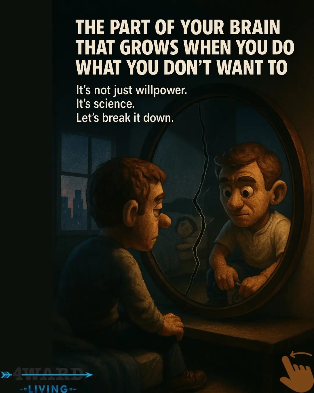 Every time you show up when it’s uncomfortable… Every time you do what you don’t feel like doing… Your brain doesn’t just notice — it grows stronger. Discipline isn’t motivation. It’s a muscle. And every rep rewires your mind to become more focused, more resilient, and more unstoppable. Train your body. Train your brain. Do it anyway. #MentalStrength #Neuroplasticity #DisciplineOverMotivation #DoItAnyway #BuildYourMind #MindsetMatters #ClaymationWisdom #RankinBassStyle #CinematicGrowth #4wardLiving #TrainYourBrain #DailyDiscipline #StayConsistent #BrainGains