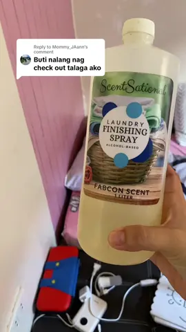 Replying to @Mommy_JAann ty sis,  Dito ko nabili:  @mommyjaann0  Napaka sulit na laundry finishing spray mga Mima ko.  Kung ayaw mo ng amoy kulob , ayaw mo ng amoy alimuong at ang gusto mo ay amoy laundryshop. This is for you mga Mi.  #amoykulob #amoyalimuong #amoylaundryshop #laundry #laundryshop #laundryhack 