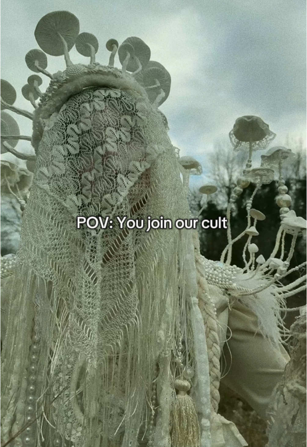 What should our enamel cült pins say? I’m thinking a drawing of the shaman with ‘I am in a cült’ or ‘All Hail’  With model @Julia Marvel for our photoshoot with @The Enchanted Wild for @Enchanted Living Magazine  #mushroom #magazine #photography #fashion #faecore #faecore #fairy #faerie #spooky #goth #cosplayer #cosplay #costumery #costume #fashion #mycelium #mushrooms