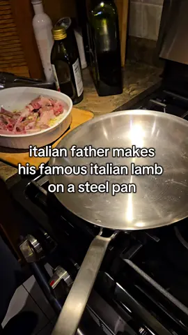 italian father makes his famous steel pan lamb