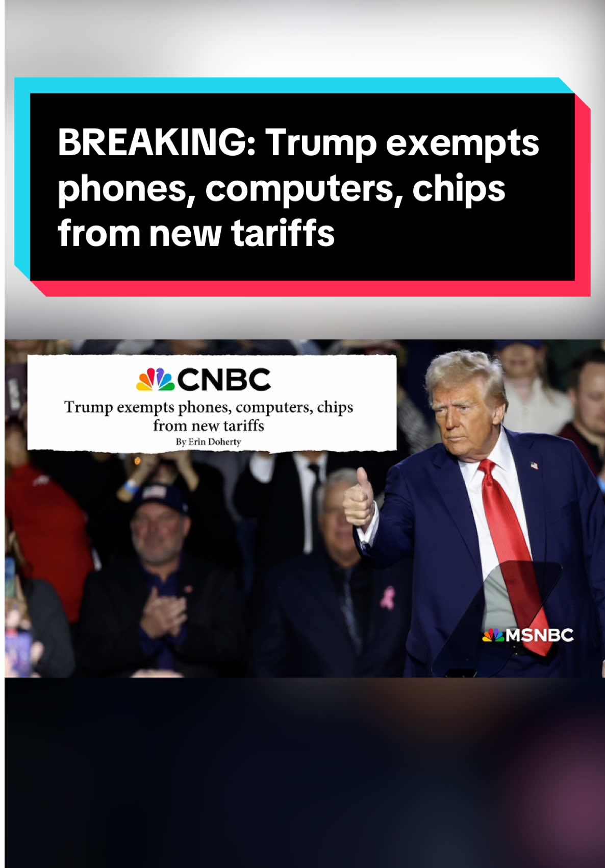 Smartphones and computers are among many tech devices and components that will be exempted from new tariffs imposed by President Donald Trump, according to new guidance from U.S. Customs and Border Protection. Ali Velshi talks with @Stephanie Ruhle about these recent developments. #tariffs #china #smartphones #computers #semiconductors #donaldtrump #politics #news 